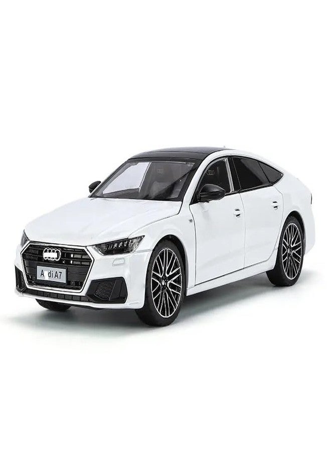 KING FORU Scale Exclusive Alloy Metal Pull Back Die-cast Car Model with Sound Light Mini Auto Toy for Kids Metal Model Toy Car with Sound and Light (1:24 Scale AODI A7- White) - Image 1